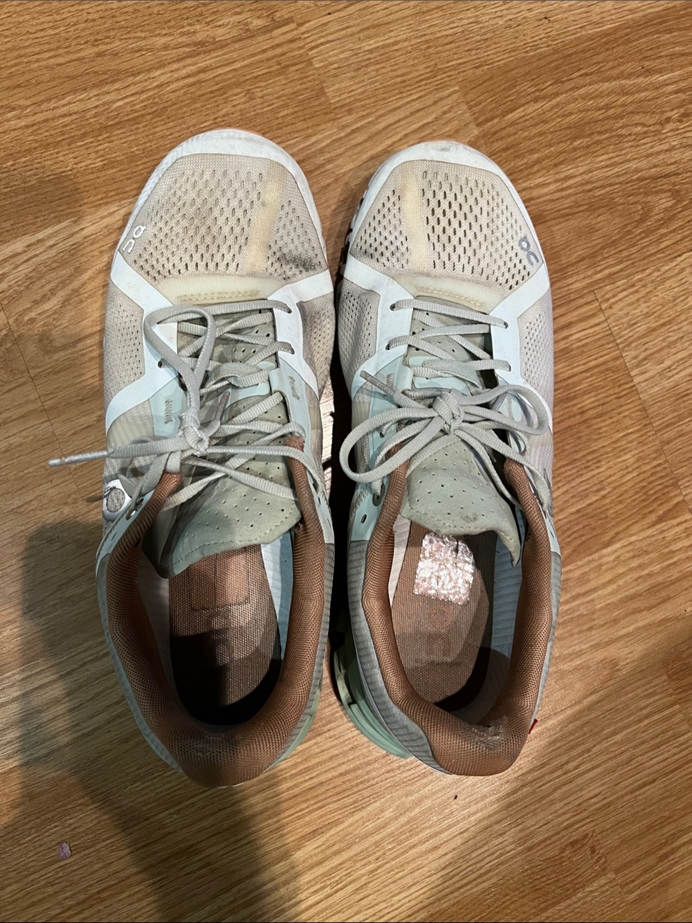 On Running Women's Athletic Sneakers in Light Gray and Brown